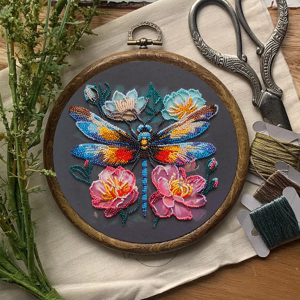 Rubbyoo Bead Embroidery Kit - Floral Dragonfly | Colourful Insect Handicraft | Diy Home Decoration - image 7