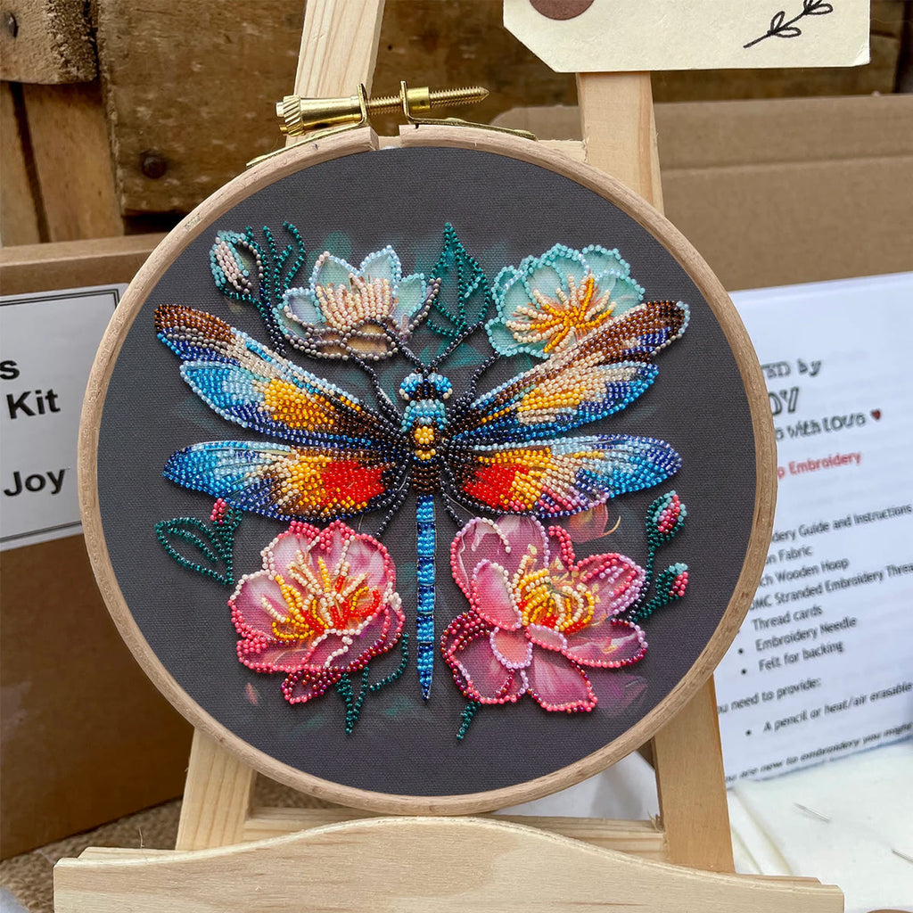 Rubbyoo Bead Embroidery Kit - Floral Dragonfly | Colourful Insect Handicraft | Diy Home Decoration - image 5