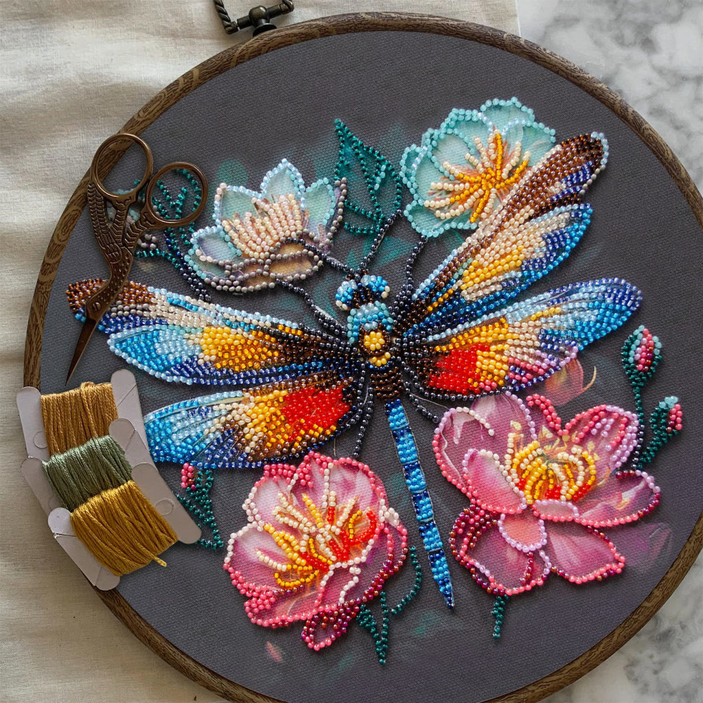 Rubbyoo Bead Embroidery Kit - Floral Dragonfly | Colourful Insect Handicraft | Diy Home Decoration - image 8