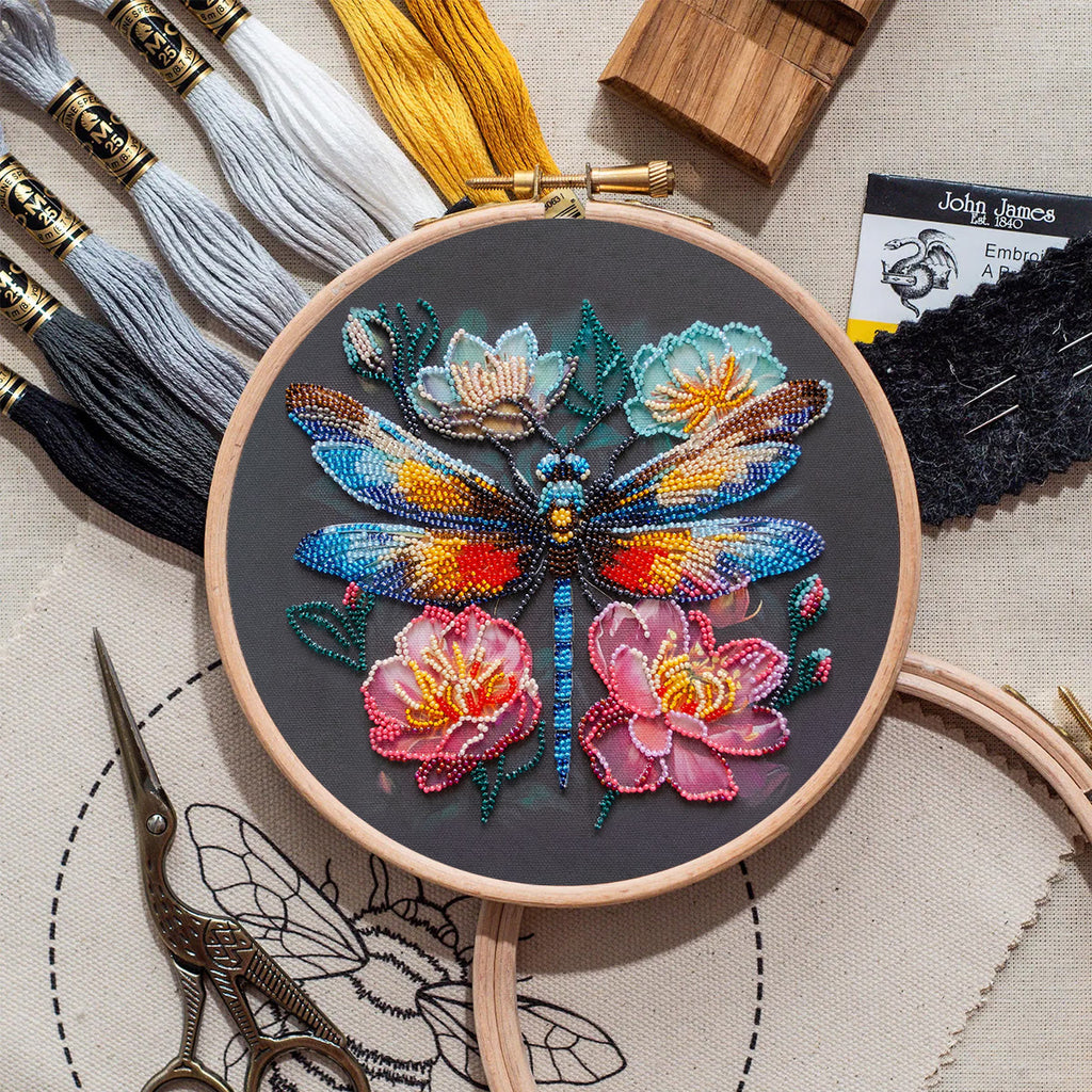 Rubbyoo Bead Embroidery Kit - Floral Dragonfly | Colourful Insect Handicraft | Diy Home Decoration - image 1