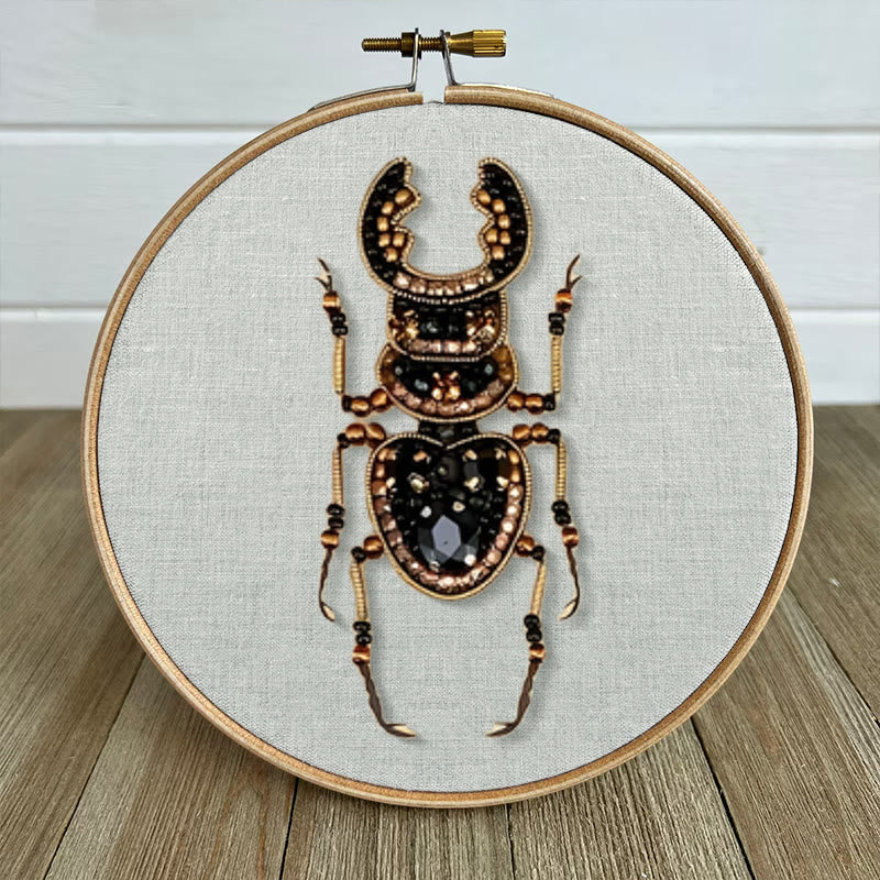 Rubbyoo Bead Embroidery Kit - Stag Beetle | Diy Insect Craft | Unique Stitch Artwork  - image 4