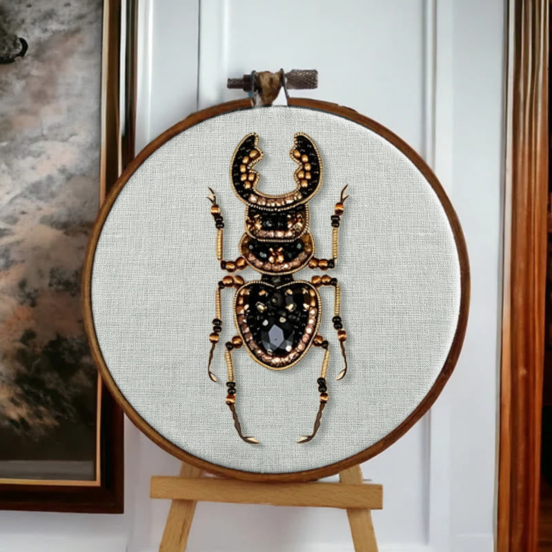Rubbyoo Bead Embroidery Kit - Stag Beetle | Diy Insect Craft | Unique Stitch Artwork  - image 5
