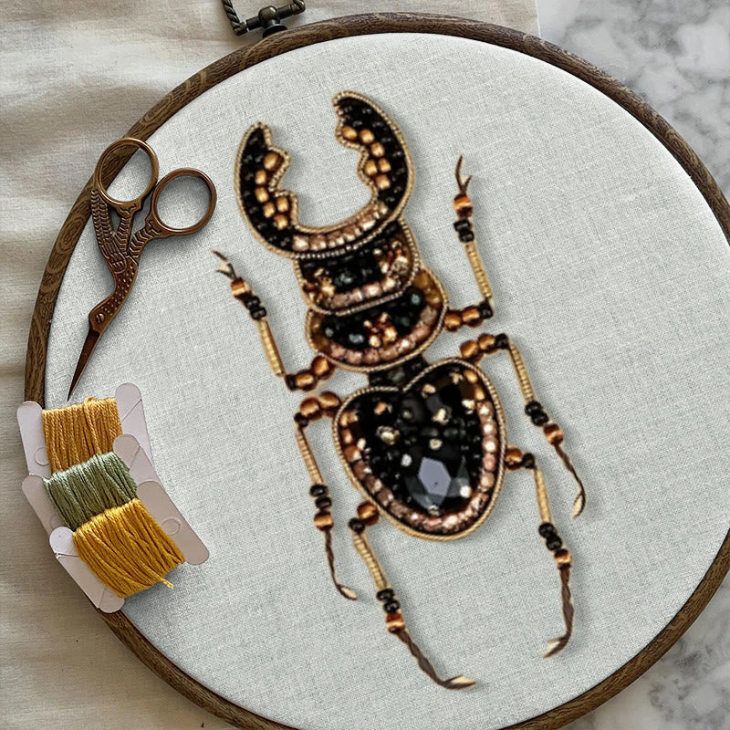 Rubbyoo Bead Embroidery Kit - Stag Beetle | Diy Insect Craft | Unique Stitch Artwork  - image 8