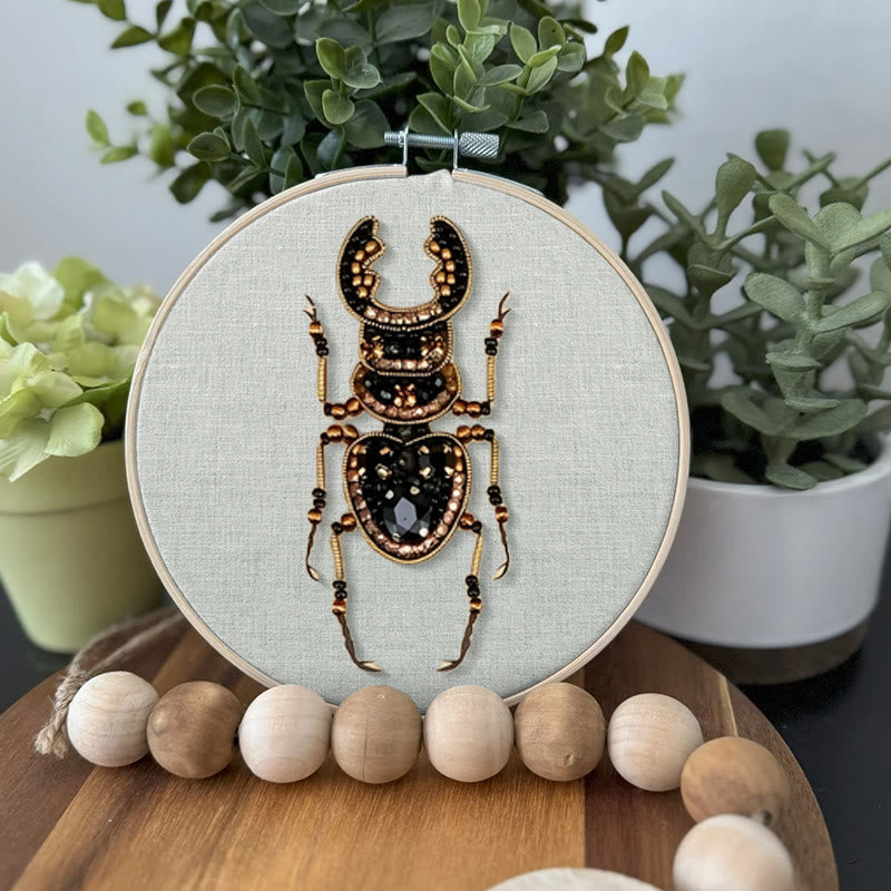 Rubbyoo Bead Embroidery Kit - Stag Beetle | Diy Insect Craft | Unique Stitch Artwork  - image 3