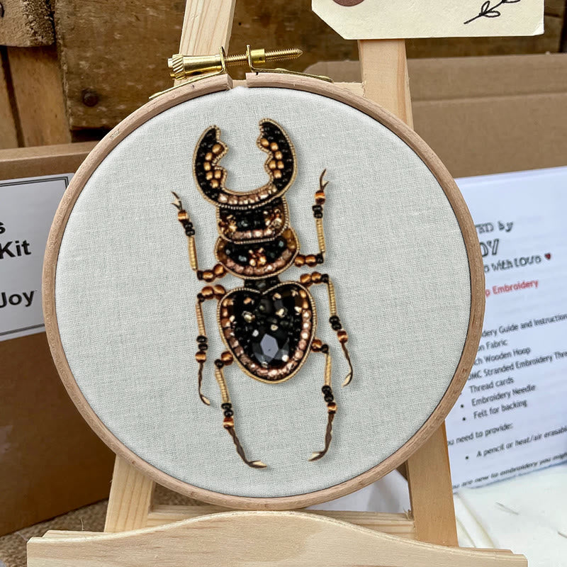 Rubbyoo Bead Embroidery Kit - Stag Beetle | Diy Insect Craft | Unique Stitch Artwork  - image 7