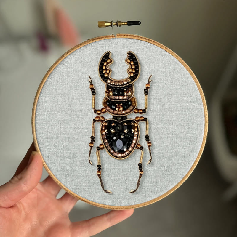 Rubbyoo Bead Embroidery Kit - Stag Beetle | Diy Insect Craft | Unique Stitch Artwork  - image 6
