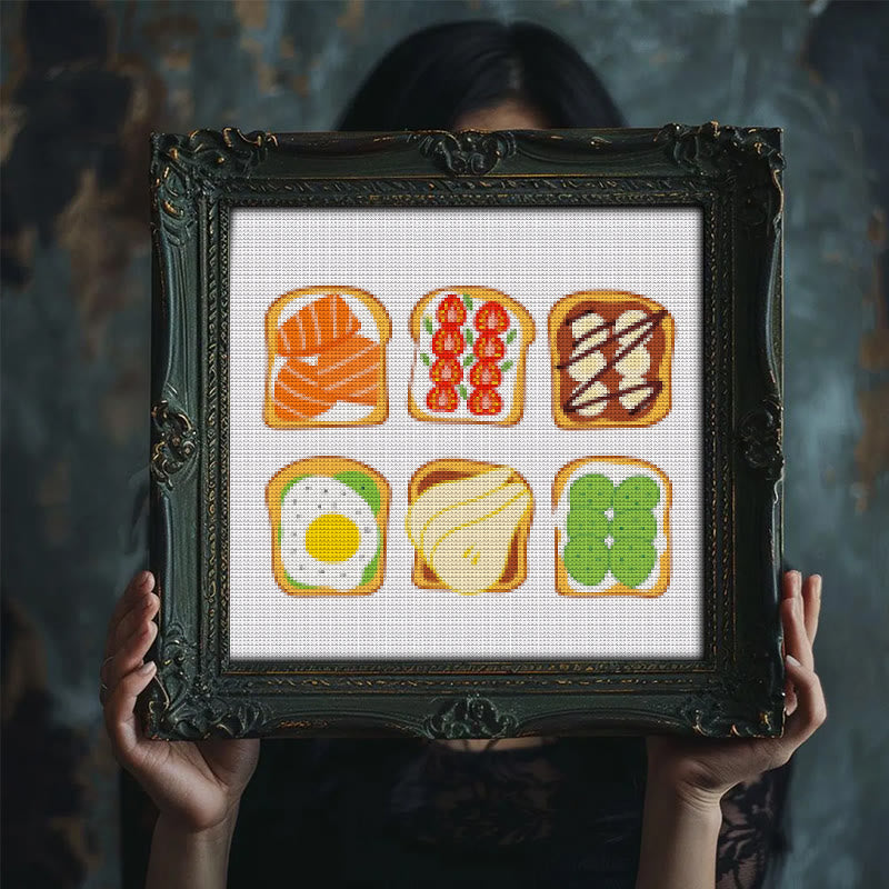Cross Stitch Kit - Breakfast Toast | Kitchen Handmade Decor | Easy Needle Artwork  - image 1