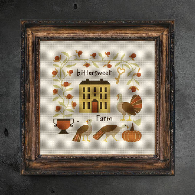 Cross Stitch Kit - Bittersweet Farm | Fall Home Ornament | Halloween Pumpkin Craft  - image 2