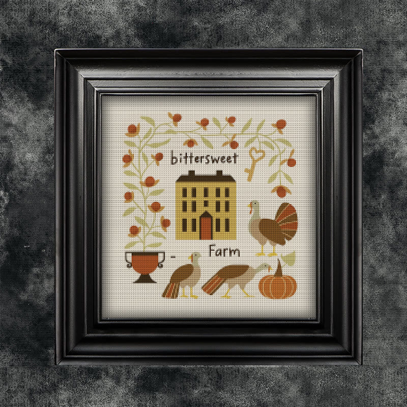 Cross Stitch Kit - Bittersweet Farm | Fall Home Ornament | Halloween Pumpkin Craft  - Bittersweet Farm - image 0