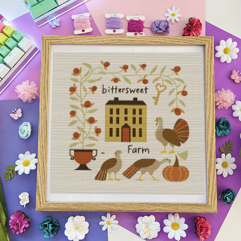 Cross Stitch Kit - Bittersweet Farm | Fall Home Ornament | Halloween Pumpkin Craft  - image 4