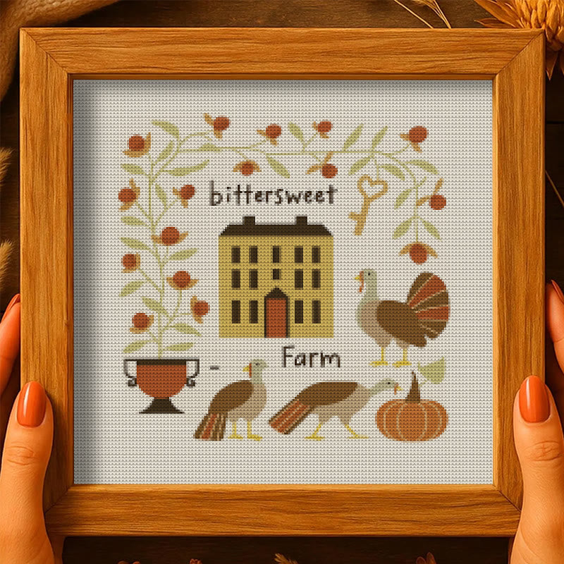 Cross Stitch Kit - Bittersweet Farm | Fall Home Ornament | Halloween Pumpkin Craft  - image 9