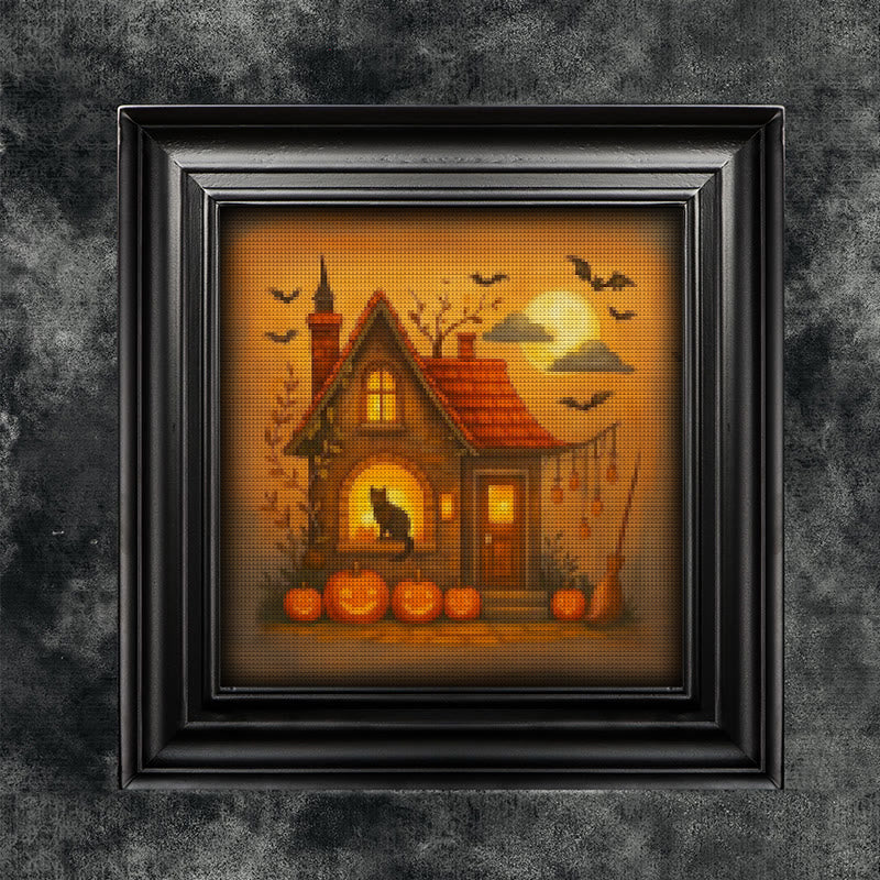 Cross Stitch Kit - Witch Cottage | Spooky Halloween Handicraft | Holiday Home Decor - Witch Cottag - image 0
