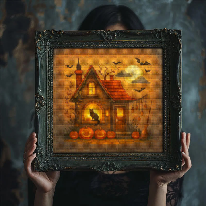 Cross Stitch Kit - Witch Cottage | Spooky Halloween Handicraft | Holiday Home Decor - image 1