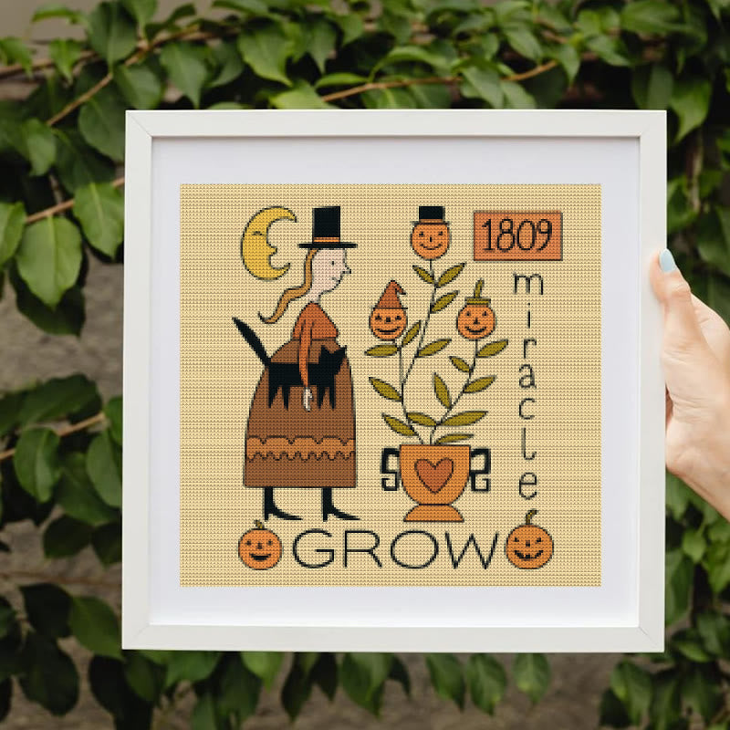 Cross Stitch Kit - Witch With Black Cat | Halloween Handmade Stitch | Diy Holiday Hanging  - image 4