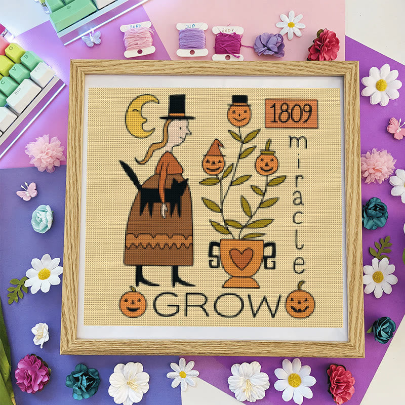 Cross Stitch Kit - Witch With Black Cat | Halloween Handmade Stitch | Diy Holiday Hanging  - image 6