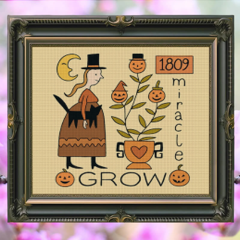 Cross Stitch Kit - Witch With Black Cat | Halloween Handmade Stitch | Diy Holiday Hanging  - image 3