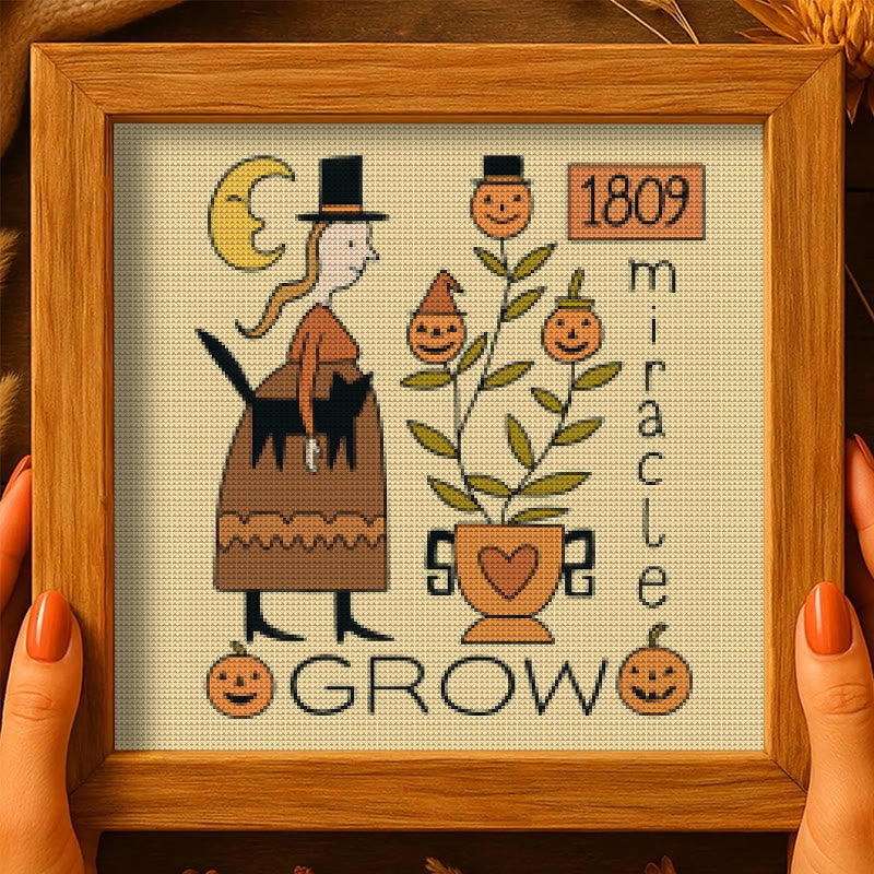 Cross Stitch Kit - Witch With Black Cat | Halloween Handmade Stitch | Diy Holiday Hanging  - image 9