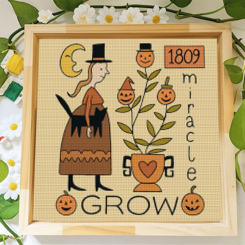 Cross Stitch Kit - Witch With Black Cat | Halloween Handmade Stitch | Diy Holiday Hanging  - image 7