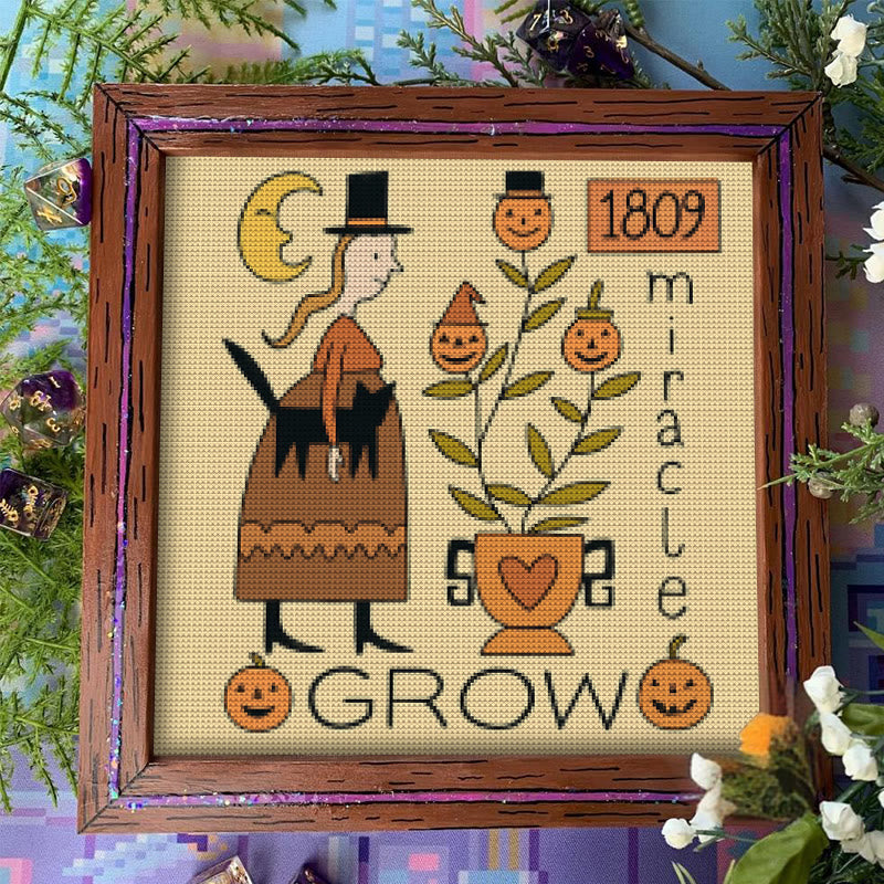 Cross Stitch Kit - Witch With Black Cat | Halloween Handmade Stitch | Diy Holiday Hanging  - image 5