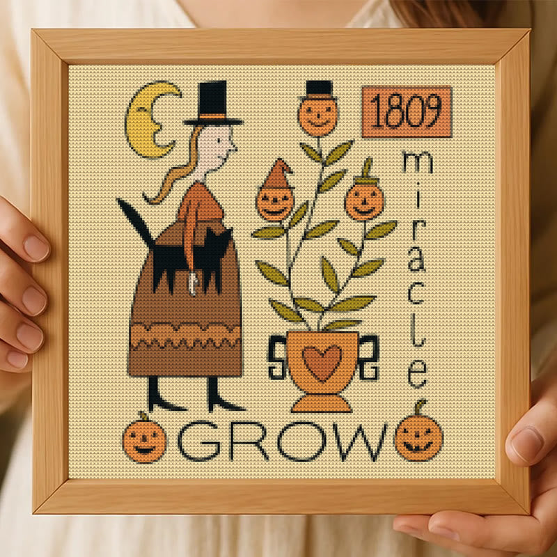 Cross Stitch Kit - Witch With Black Cat | Halloween Handmade Stitch | Diy Holiday Hanging  - image 8