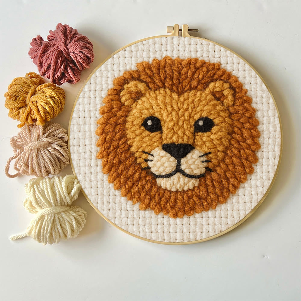 Cute Lion Punch Needle Kit - Handmade Animal Yarn Craft  | Diy Gift For Child - image 6