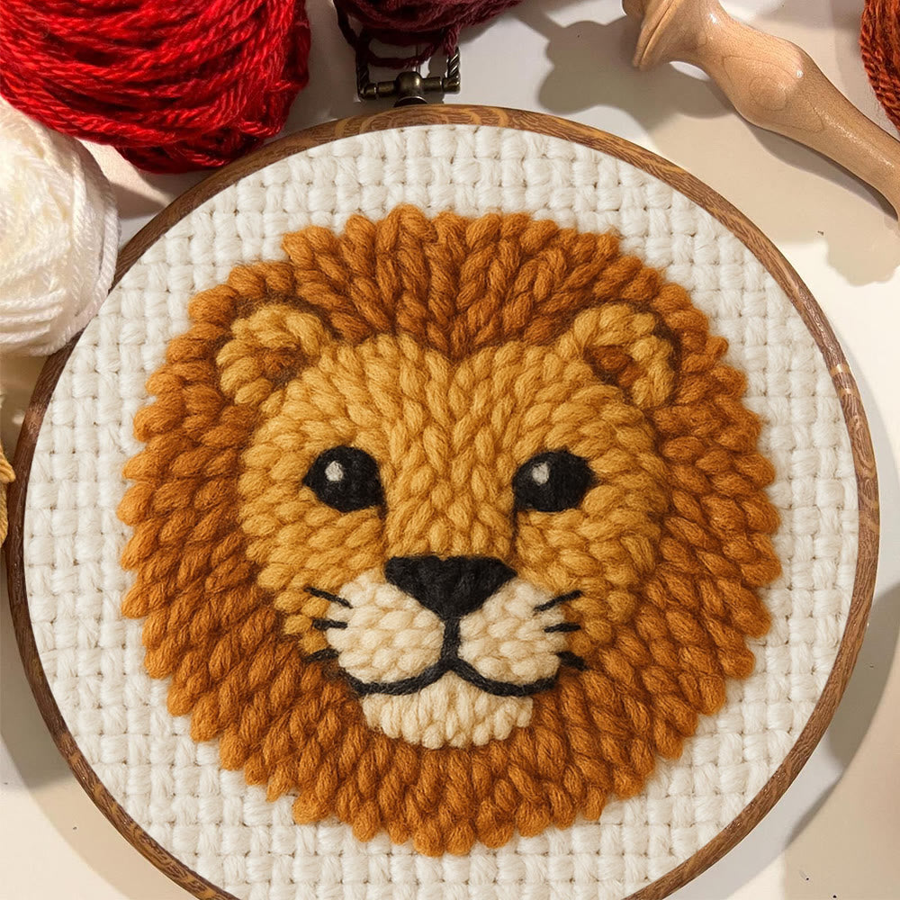 Cute Lion Punch Needle Kit - Handmade Animal Yarn Craft  | Diy Gift For Child - image 7