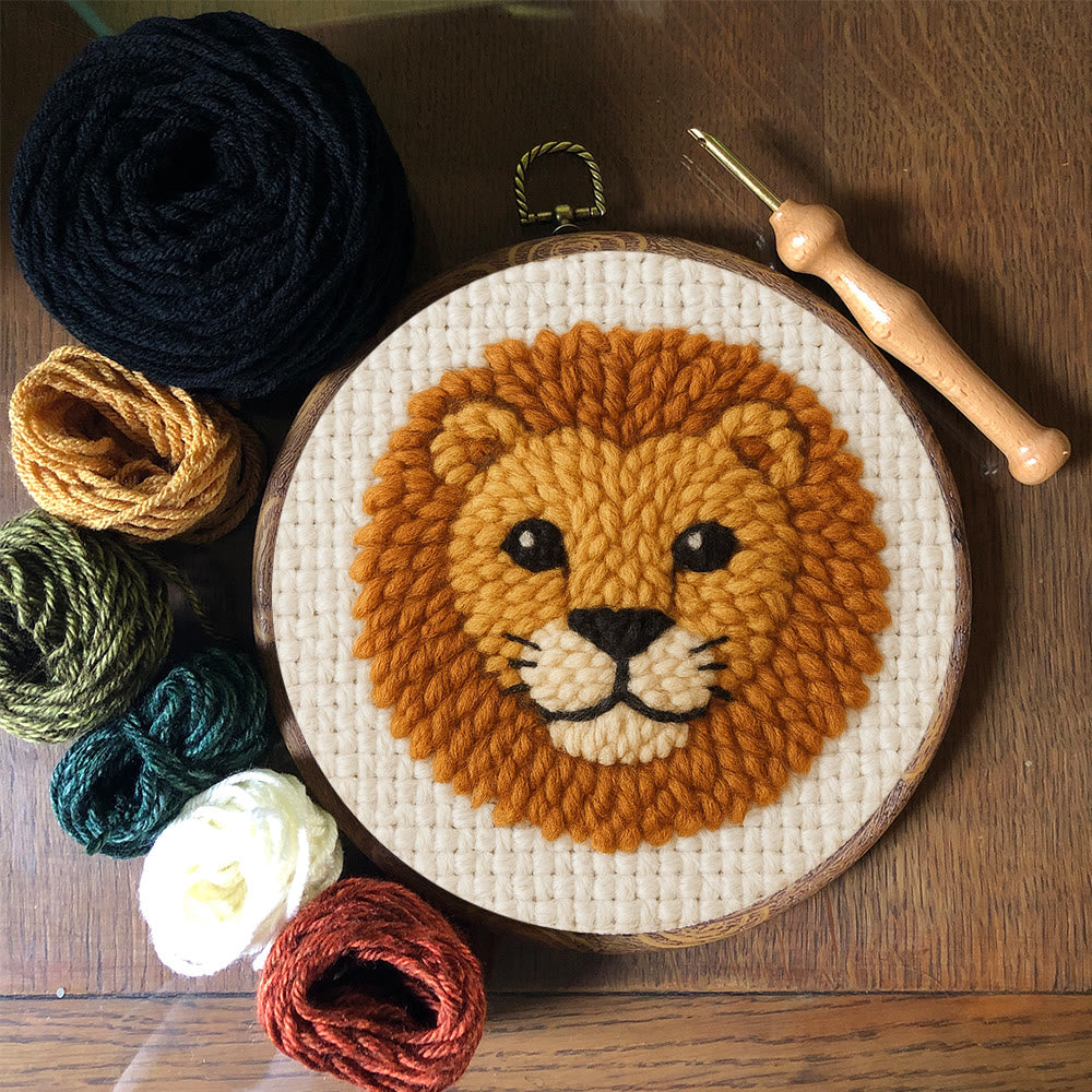 Cute Lion Punch Needle Kit - Handmade Animal Yarn Craft  | Diy Gift For Child - image 8