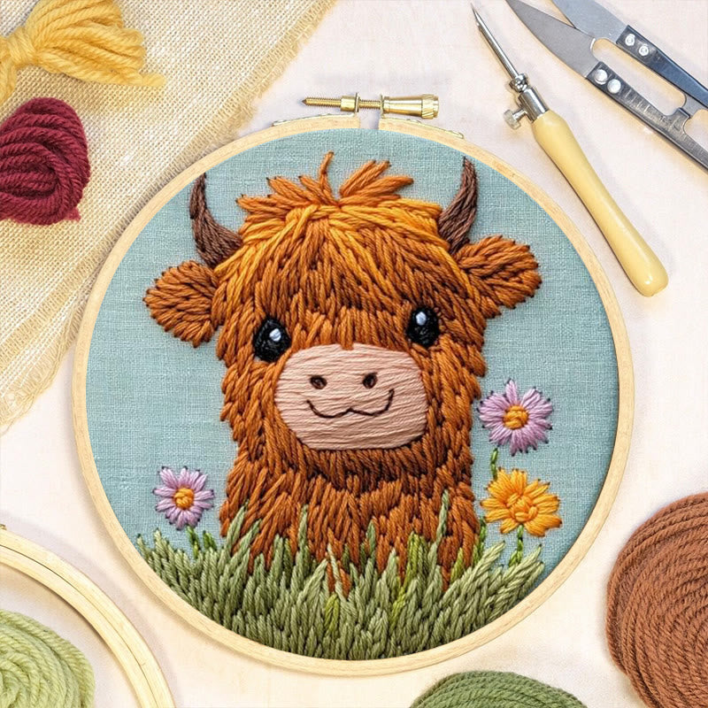 Floral Cow Punch Needle Kit - Adorable Animal Craft | Easy For Adults And Children - image 4