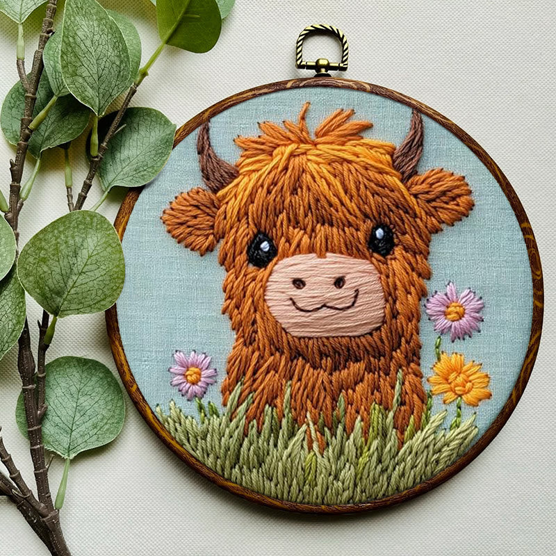 Floral Cow Punch Needle Kit - Adorable Animal Craft | Easy For Adults And Children - image 7