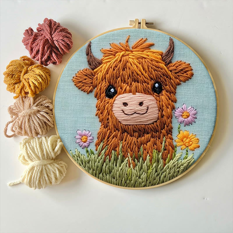 Floral Cow Punch Needle Kit - Adorable Animal Craft | Easy For Adults And Children - image 5