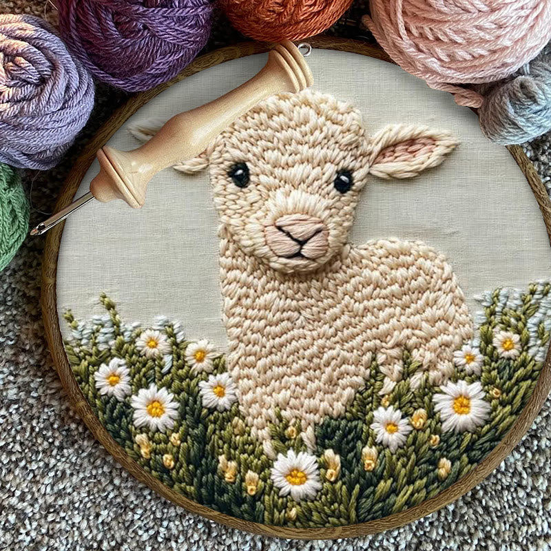 Little Lamb Punch Needle Kit - Daisies Pattern Craft | Perfect For Beginners - image 4