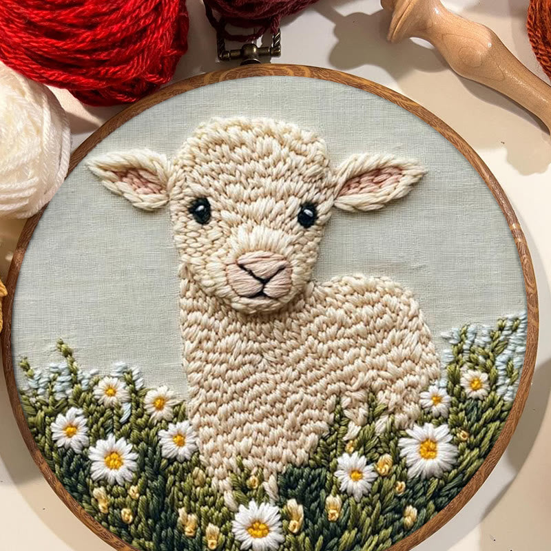 Little Lamb Punch Needle Kit - Daisies Pattern Craft | Perfect For Beginners - image 2