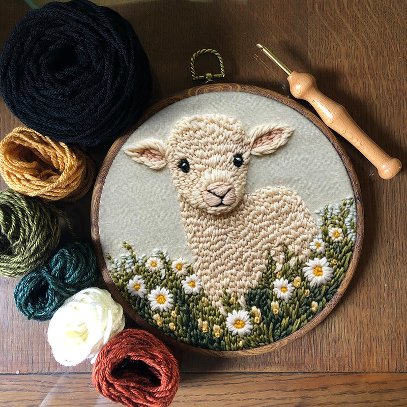 Little Lamb Punch Needle Kit - Daisies Pattern Craft | Perfect For Beginners - image 8