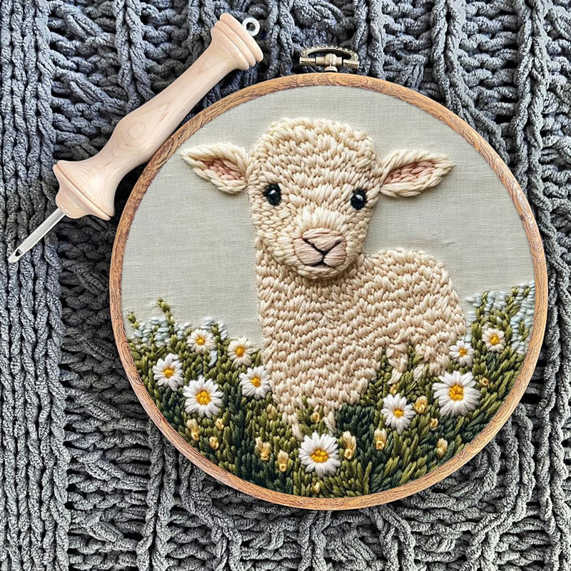 Little Lamb Punch Needle Kit - Daisies Pattern Craft | Perfect For Beginners - image 9