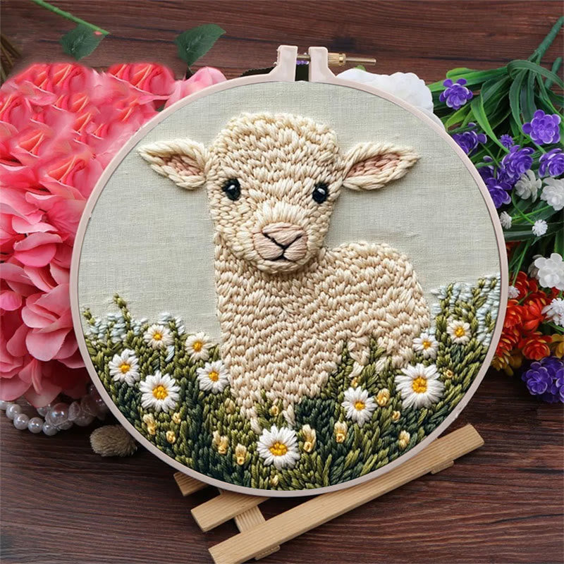 Little Lamb Punch Needle Kit - Daisies Pattern Craft | Perfect For Beginners - image 3