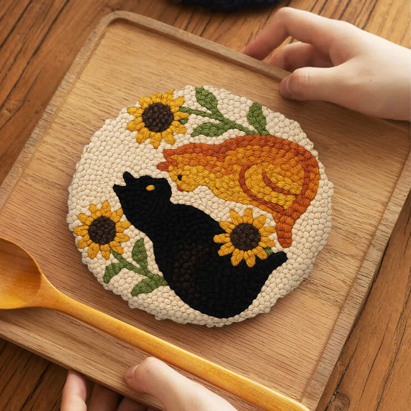 Sunflower Cats Punch Needle Kit - Lovely Animal Yarn Craft  | Diy Room Decor  - image 9