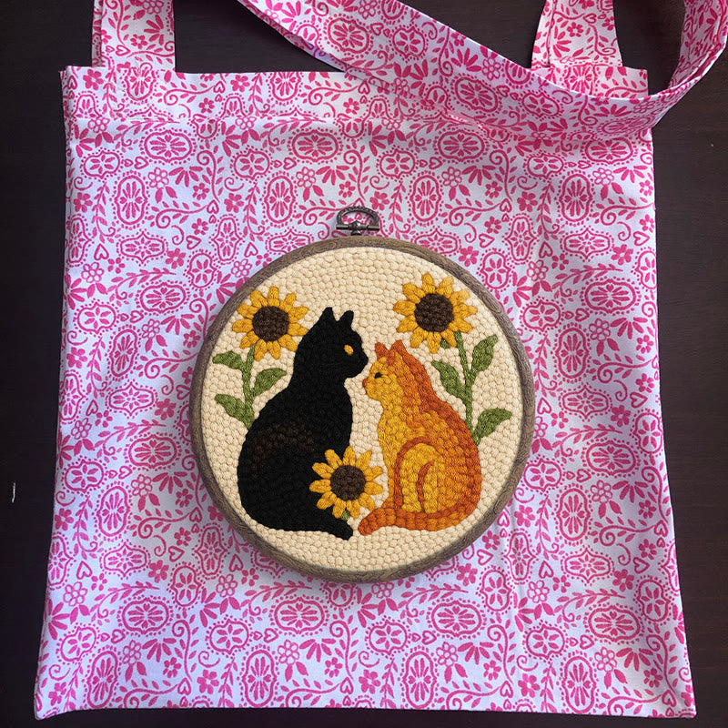 Sunflower Cats Punch Needle Kit - Lovely Animal Yarn Craft  | Diy Room Decor  - image 12