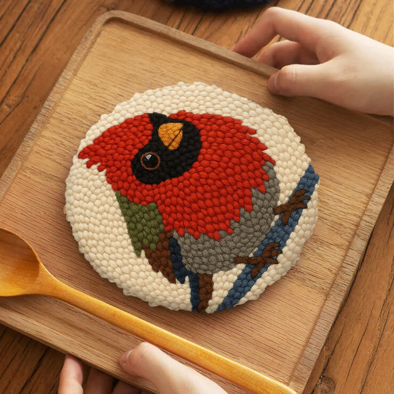 Cute Cardinal Bird Punch Needle Kit - Diy Starter Craft | Christmas Decorative Gift   - image 5