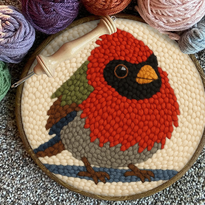 Cute Cardinal Bird Punch Needle Kit - Diy Starter Craft | Christmas Decorative Gift   - image 10