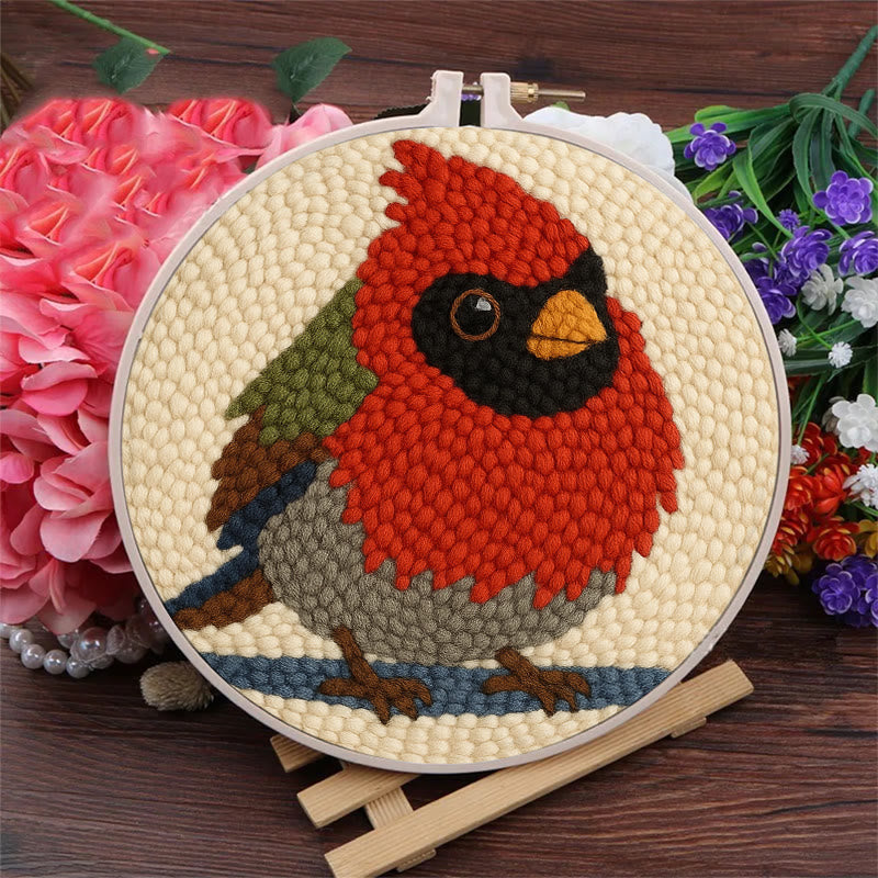 Cute Cardinal Bird Punch Needle Kit - Diy Starter Craft | Christmas Decorative Gift   - image 6