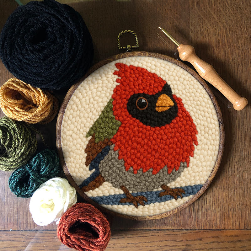 Cute Cardinal Bird Punch Needle Kit - Diy Starter Craft | Christmas Decorative Gift   - image 9