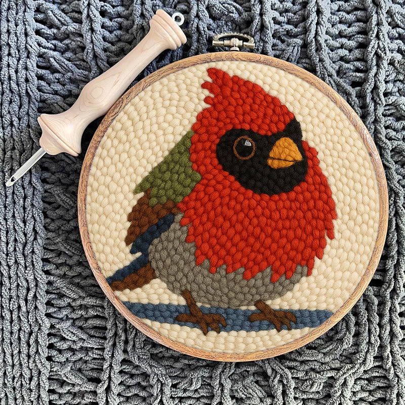 Cute Cardinal Bird Punch Needle Kit - Diy Starter Craft | Christmas Decorative Gift   - image 11