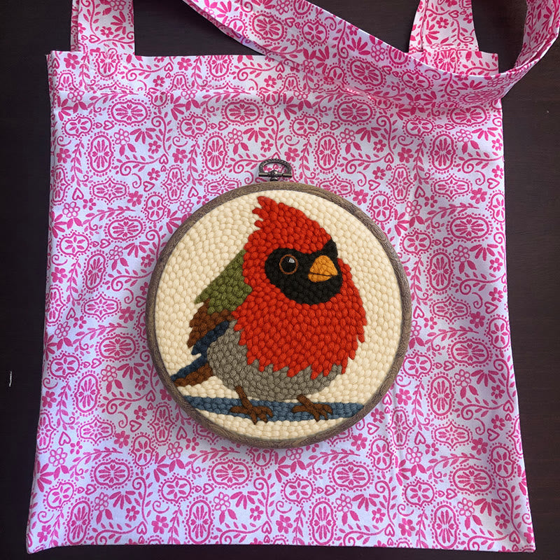 Cute Cardinal Bird Punch Needle Kit - Diy Starter Craft | Christmas Decorative Gift   - image 12