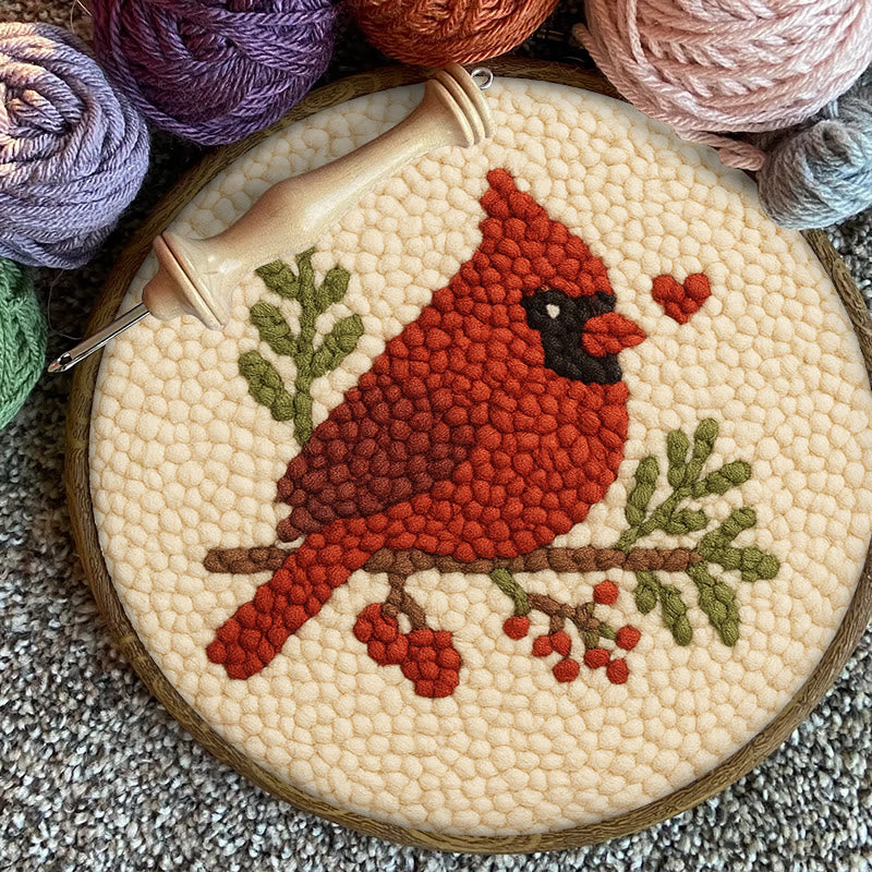  Red Bird Punch Needle Kit - Easy For Beginner | Perfect Christmas Gift Idea - image 10