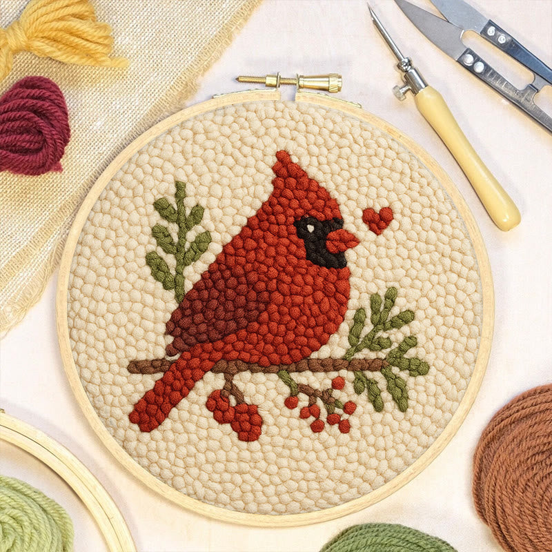  Red Bird Punch Needle Kit - Easy For Beginner | Perfect Christmas Gift Idea - image 5