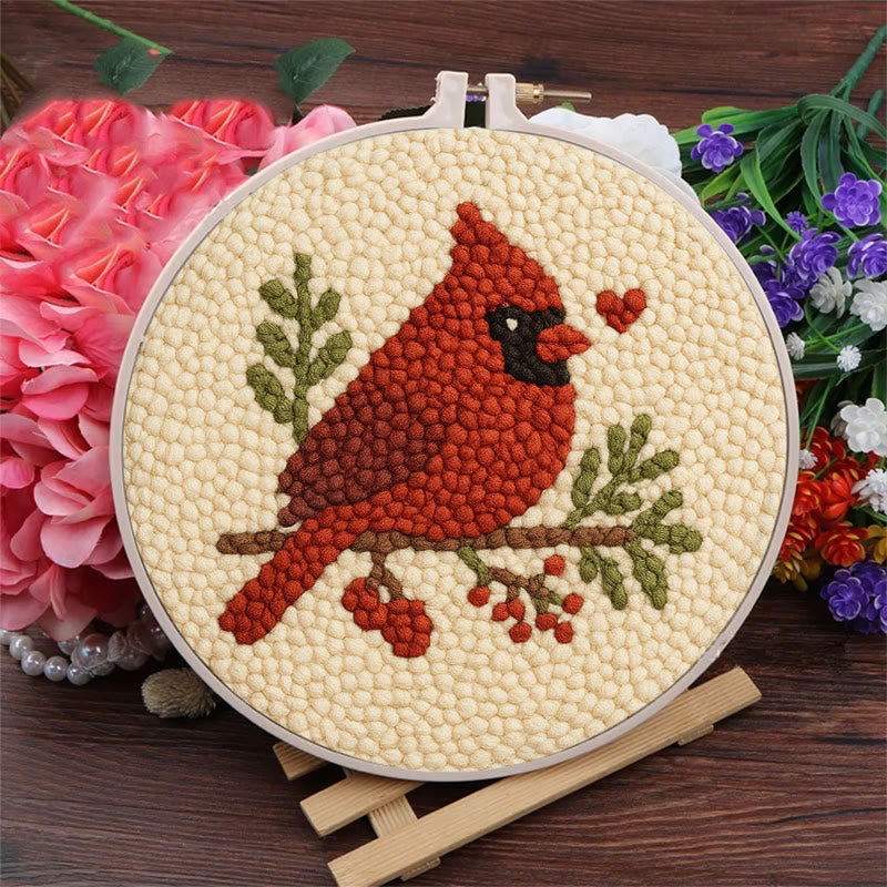  Red Bird Punch Needle Kit - Easy For Beginner | Perfect Christmas Gift Idea - image 2