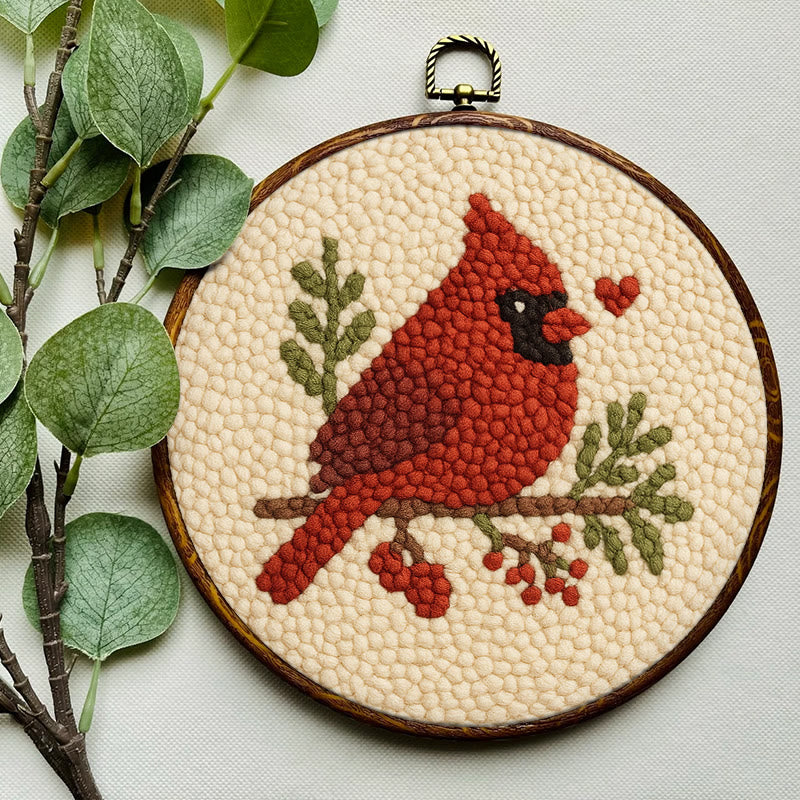  Red Bird Punch Needle Kit - Easy For Beginner | Perfect Christmas Gift Idea - image 4