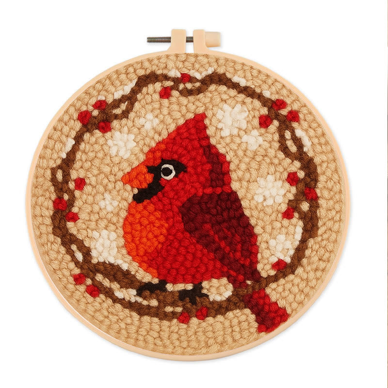 Blooming Bird Punch Needle Kit - Christmas Needle Artwork |  Gift For Bird Lovers  - 8 inch Hoop Kit - image 0