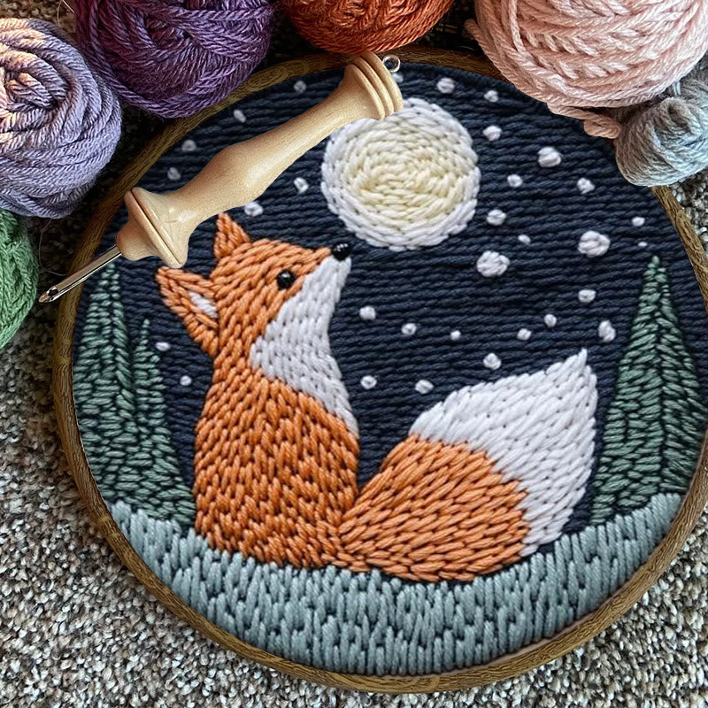 Fox In Night Punch Needle Kit - Diy Animal Handicraft | Nice Craft For Home Ornament  - image 6