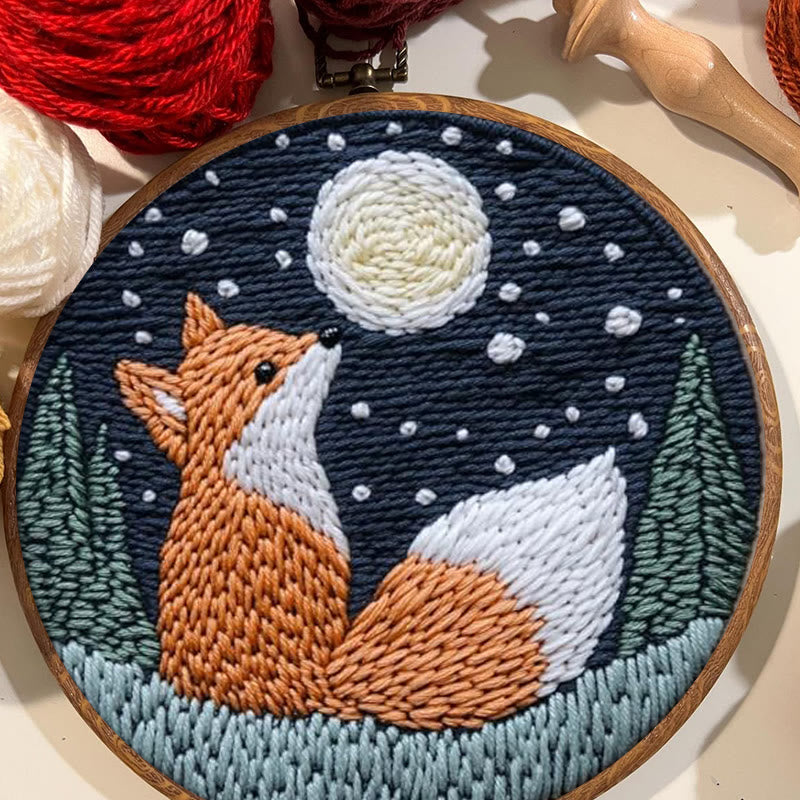 Fox In Night Punch Needle Kit - Diy Animal Handicraft | Nice Craft For Home Ornament  - image 3